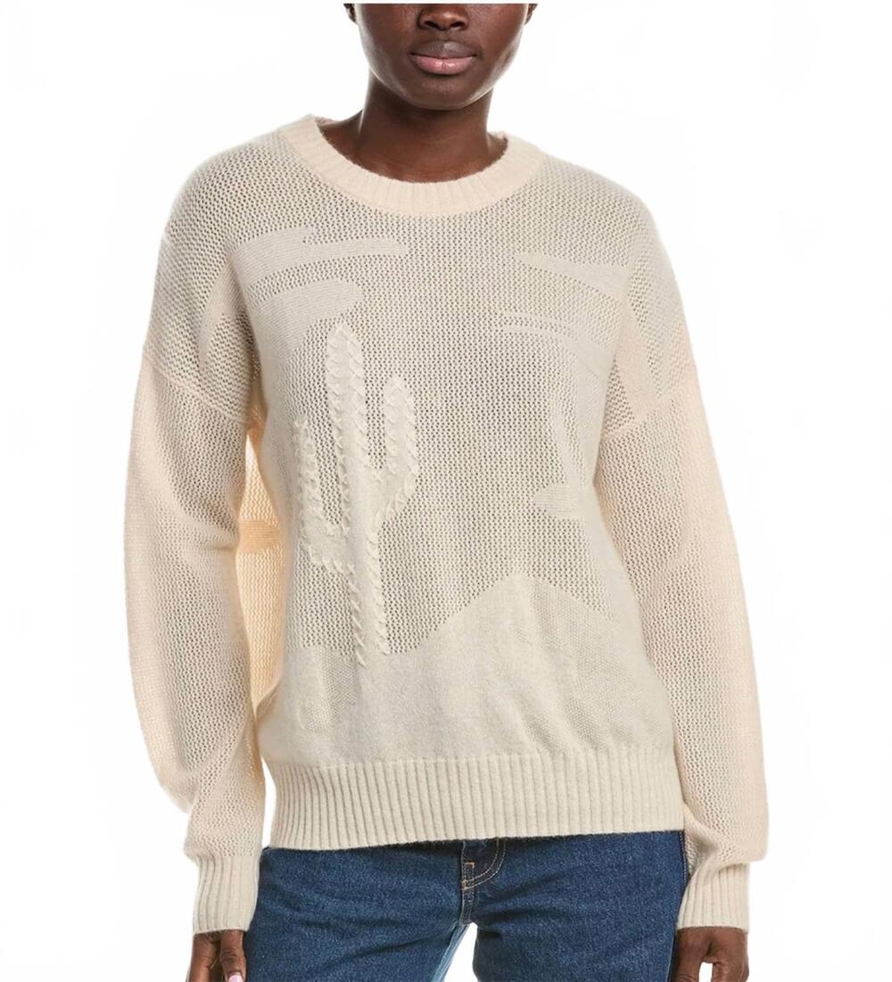 NEW BRODIE CASHMERE desert boyfriend sweater in antique white